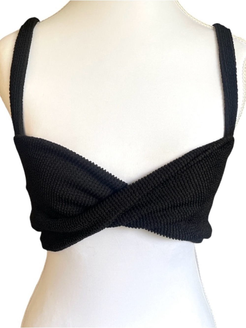 Heidi Merrick Collection-Pyla Black Textured Twist Swim Top View 2
